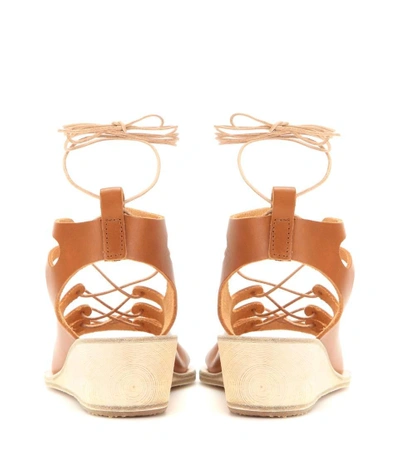 Shop Ancient Greek Sandals Antigone Leather Wedge Sandals In Brown