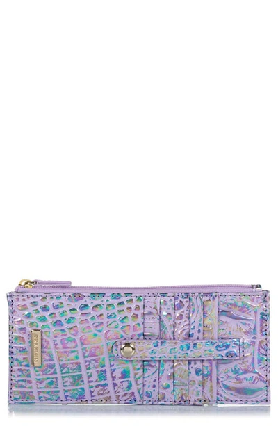 Shop Brahmin Croc Embossed Leather Credit Card Wallet In Violet Wonderland