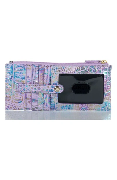 Brahmin Croc Embossed Leather Credit Card Wallet In Violet Wonderland