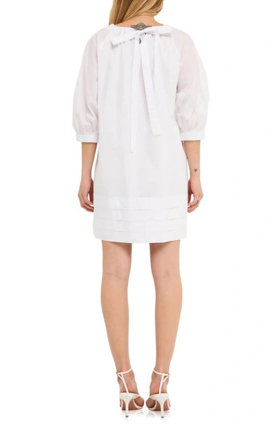 English Factory Pleated Hem Cotton Minidress In White