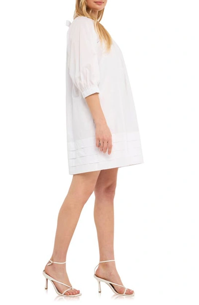 English Factory Pleated Hem Cotton Minidress In White