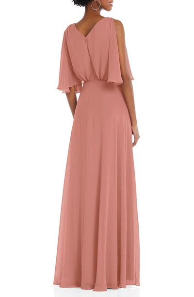 Shop After Six Split Blouson Sleeve Gown In Desert Rose