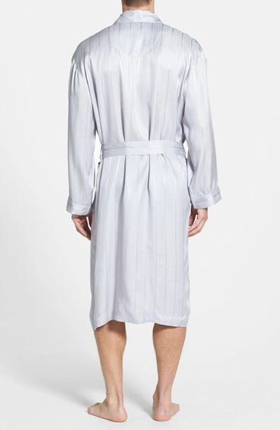 Shop Majestic Herringbone Stripe Silk Robe In Silver