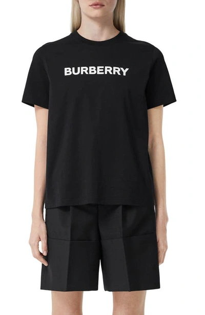 Shop Burberry Margot Logo Cotton Graphic Tee In Black