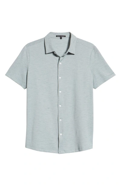 Shop Robert Barakett Whitner Cotton Blend Knit Button-up Shirt In Soft Teal