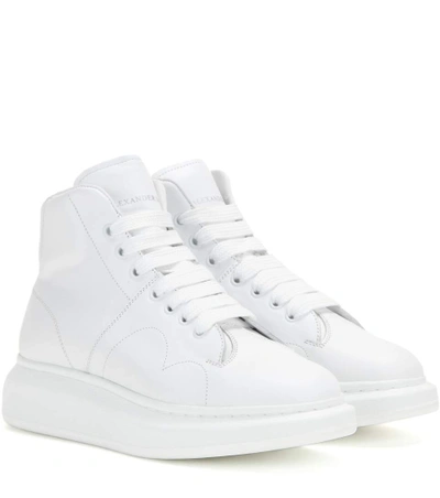 Alexander Mcqueen Larry Leather High-top Sneakers In White