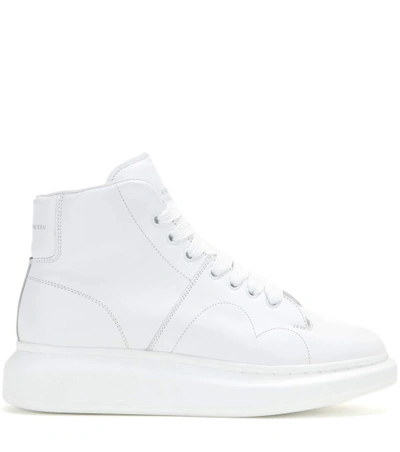 Shop Alexander Mcqueen Larry Leather High-top Sneakers