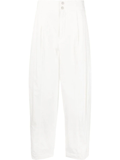 Shop Bottega Veneta White Wide Leg Trousers