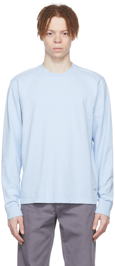 Shop Noah Blue Cotton Long Sleeve T-shirt In Blue Ice