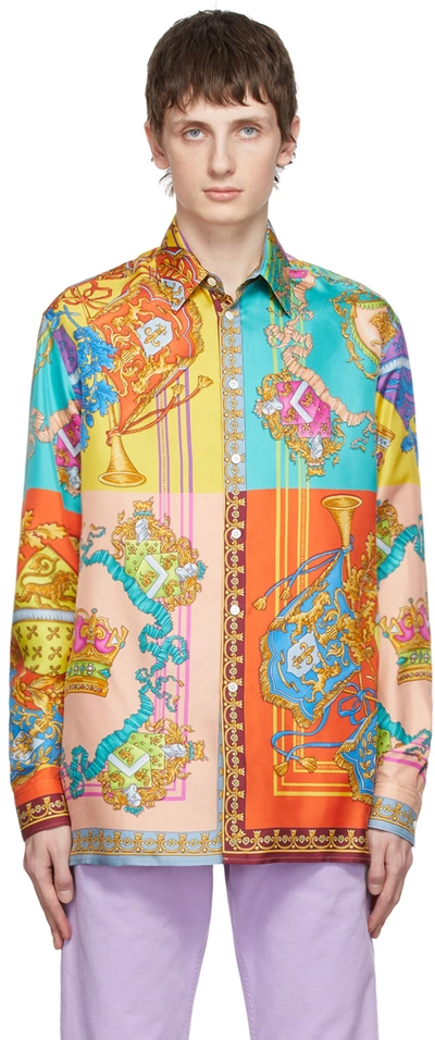 Shop Versace Multicolor Silk Shirt In 5x000 Multi