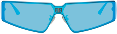 Shop Balenciaga Blue Shield Sunglasses In 003 Light-blue