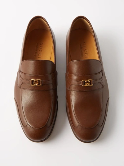 Gucci Gg-logo Leather Loafers In | ModeSens