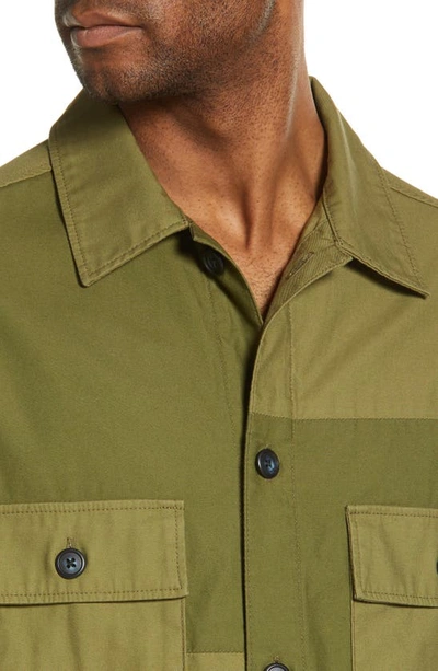 Shop Frame Tonal Patchwork Cotton Button-up Shirt In Rifle Green