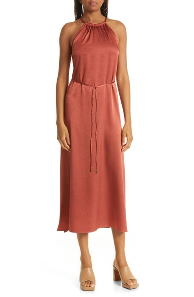 Roxieyy Halterneck Crepe Midi Dress In Dark Red