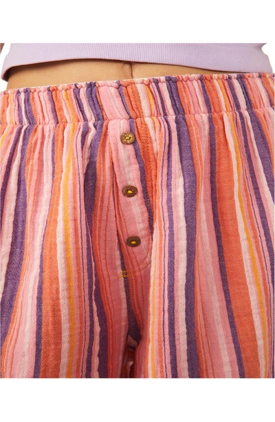 Free People Sunday Morning Lounge Shorts In Pink Stripe Combo
