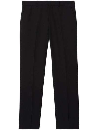 Shop Burberry Wool Trousers In Black