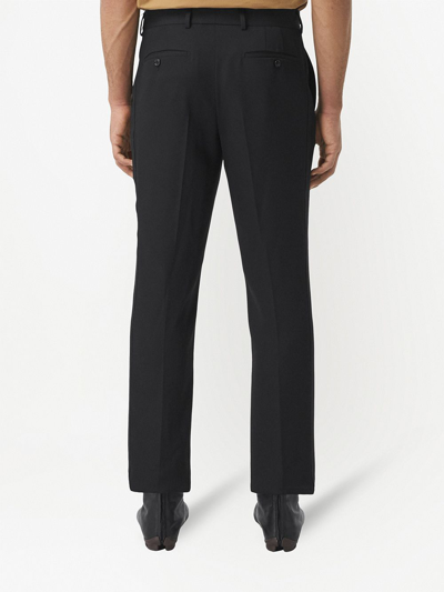 Shop Burberry Wool Trousers In Black