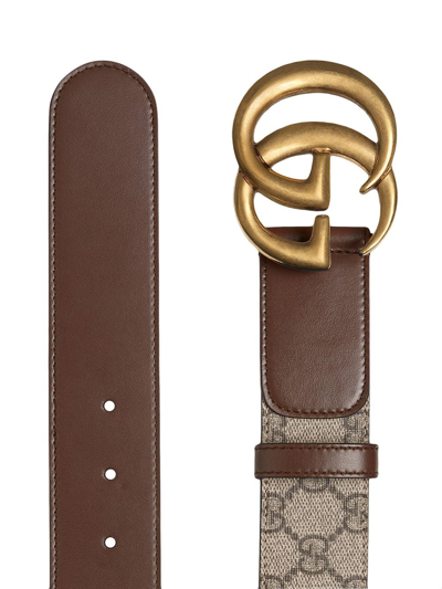 Shop Gucci Gg Marmont Leather Belt In Beige