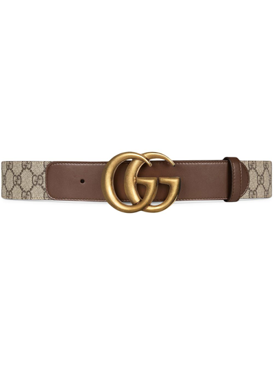 Shop Gucci Gg Marmont Leather Belt In Beige