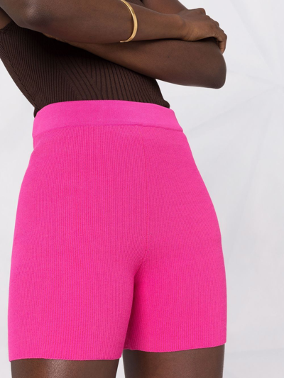 Jacquemus Le Short Arancia Ribbed Biker Shorts In Pink