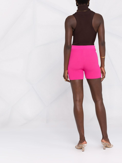 Jacquemus Le Short Arancia Ribbed Biker Shorts In Pink