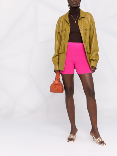 Jacquemus Le Short Arancia Ribbed Biker Shorts In Pink