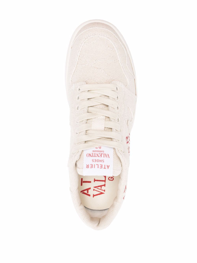 Shop Valentino Atelier Leather Sneakers