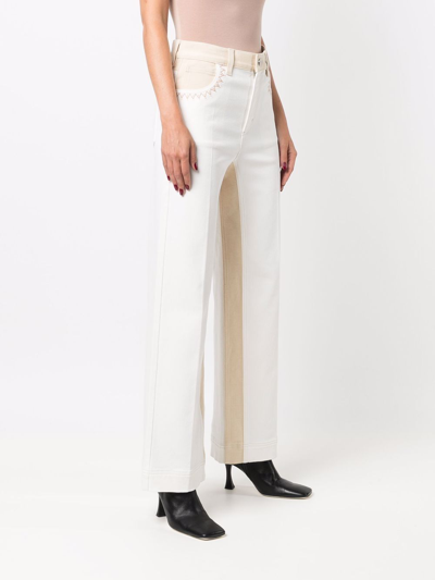 Shop Chloé Cotton Wide Leg Trousers In White