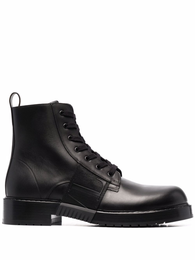 Shop Valentino Leather Combat Boots