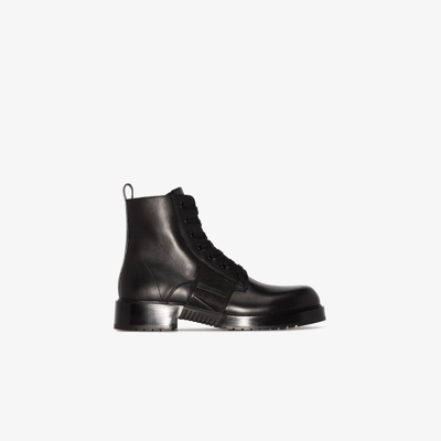 Shop Valentino Leather Combat Boots
