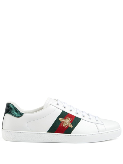Shop Gucci Ace Leather Sneakers In White