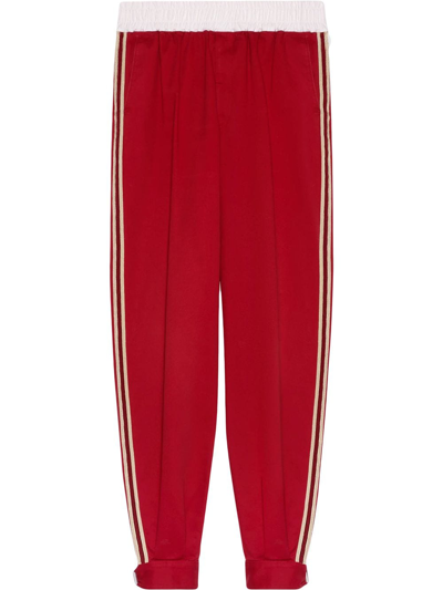 Shop Gucci Cotton Trousers In Red