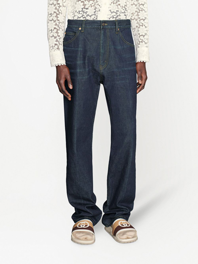 Shop Gucci Denim Cotton Jeans In Blue