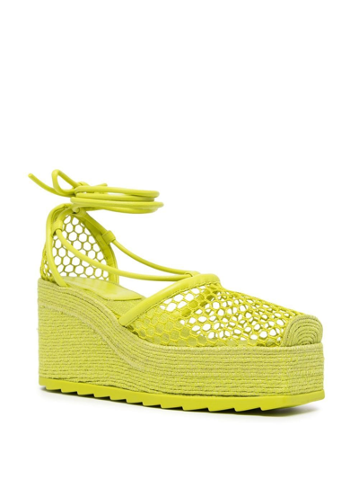 Shop Bottega Veneta Stretch Wedge Sandals In Green