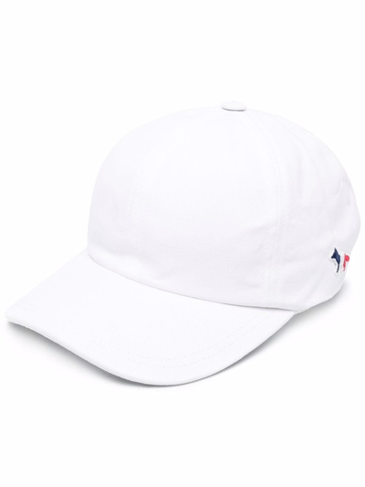 Shop Maison Kitsuné Baseball Cap With Embroidery In White
