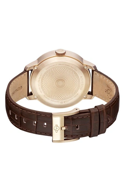 Shop Gv2 Rovescio Croc Embossed Leather Strap Watch, 42mm In Brown