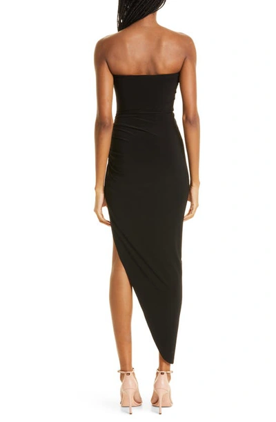 Shop Norma Kamali Strapless Asymmetric Hem Dress In Black