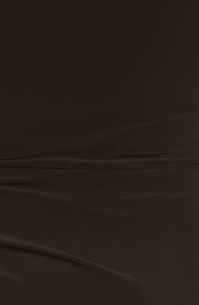 Norma Kamali Strapless Fitted Midi Dress With Asymmetric Hem In Black