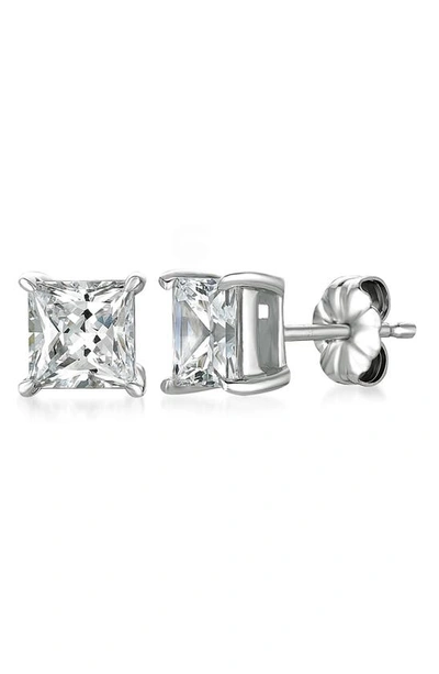 Shop Crislu Princess Cubic Zirconia Stud Earrings In Platinum