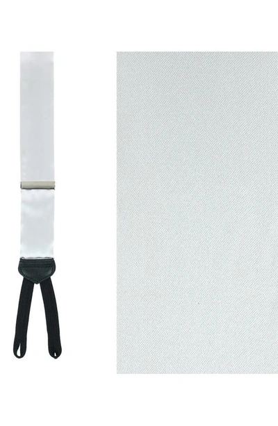 Trafalgar Big And Tall Sutton Solid Silk Formal End Suspenders In Silver