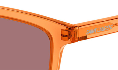 Shop Saint Laurent Ace 56mm Square Sunglasses In Orange