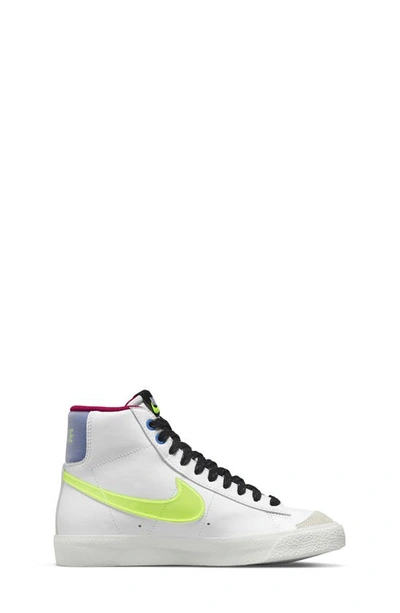 Shop Nike Kids' Blazer Mid '77 Vintage Sneaker In White/ Volt/ Royal/ Hibiscus