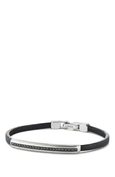 Shop David Yurman Pavé Leather Id Bracelet In Black Diamond