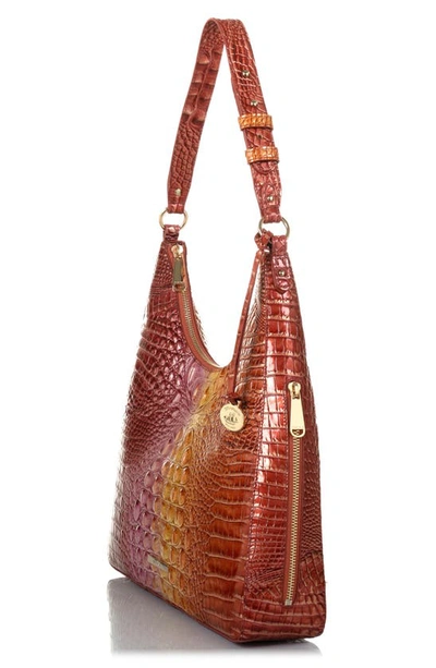Shop Brahmin Tabitha Croc Embossed Leather Shoulder Bag In Glam