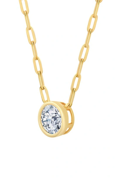 Crislu Bezel Set Cubic Zirconia Pendant Necklace In Gold
