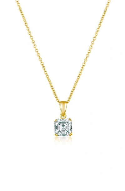 Shop Crislu Asscher Cubic Zirconia Pendant Necklace In Gold