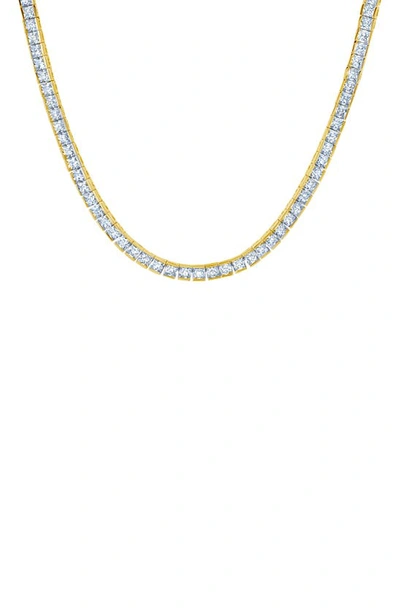 Shop Crislu Princess Cubic Zirconia Tennis Necklace In Gold