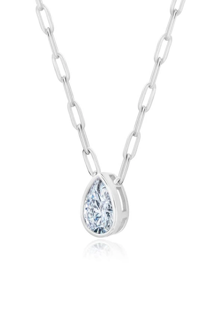 Shop Crislu Cubic Zirconia Bezel Pendant Necklace In Platinum