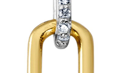 Crislu Two Tone Cubic Zirconia Paperclip Chain Drop Earrings In Platinum & Gold