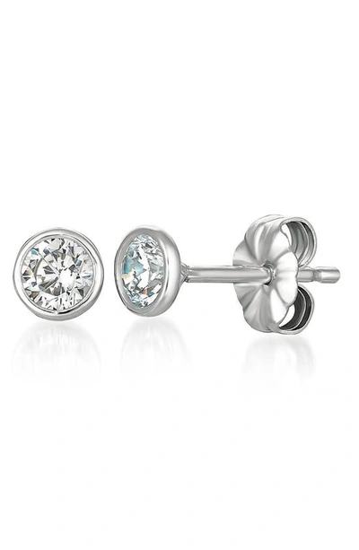 Shop Crislu Cubic Zirconia Bezel Stud Earrings In Platinum